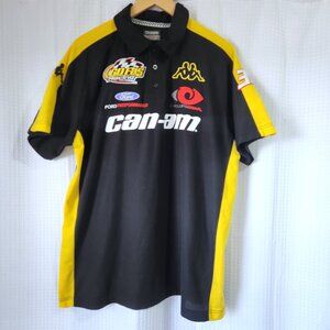 Kappa Can Am Polo Shirt Men's XL Short Sleeve 3 Button Collared Black Yellow